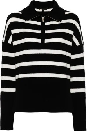 Maje Stripe-print high-neck sweater