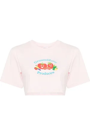 Ground Zero Vegatables-print cropped T-shirt