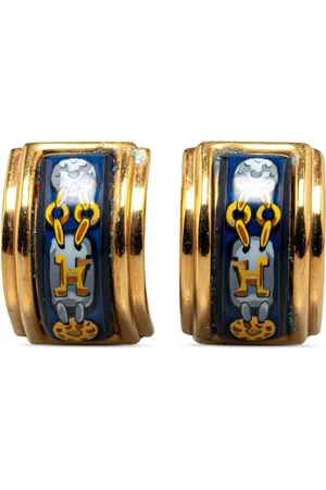Hermès 20th Century Cloisonne Enamel Clip On costume earrings