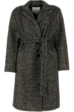 Ganni Herringbone-pattern coat