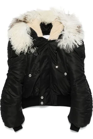 Alexander McQueen Shearling-collar bomber jacket