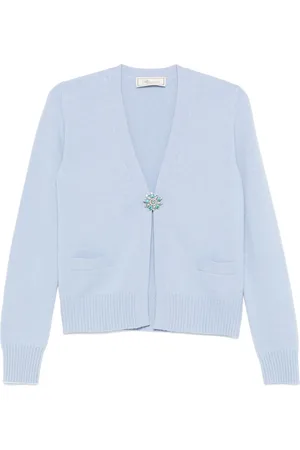 BLUMARINE Crystal-embellished brooch cardigan