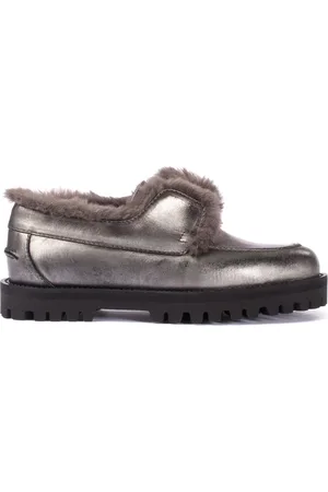 LE SILLA Yacht shearling-trim leather loafers