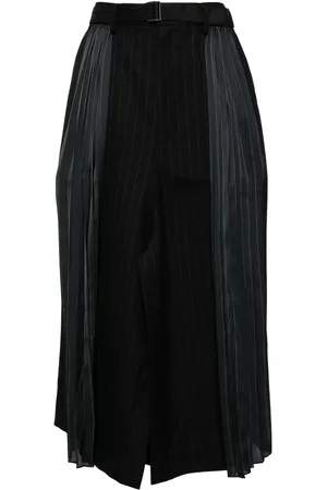 SACAI Striped pleated skirt