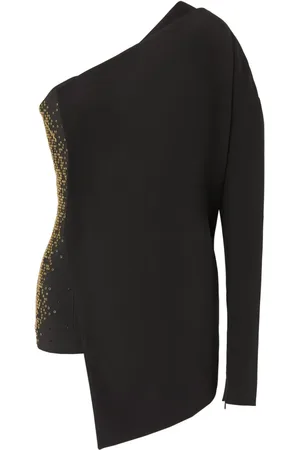 GENNY Rhinestone-embellished one-shoulder top
