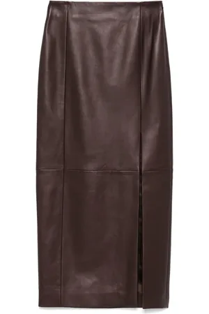 Kiton Leather midi skirt