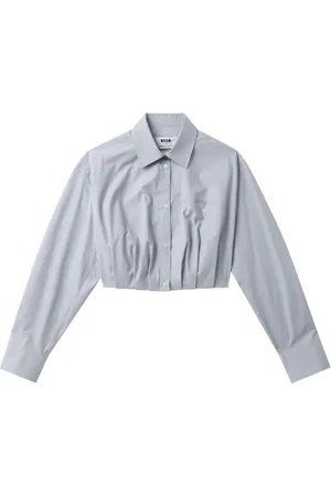 Msgm Logo-embroidered cropped shirt