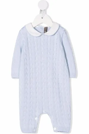 LITTLE BEAR Cable-knit virgin-wool romper