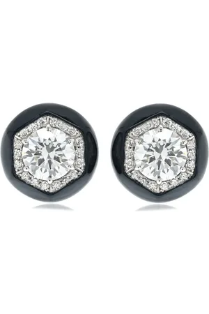 LILY 18kt white gold Hex diamond earrings
