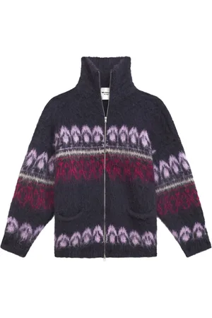 Marant Etoile Intarsia brushed cardi-coat