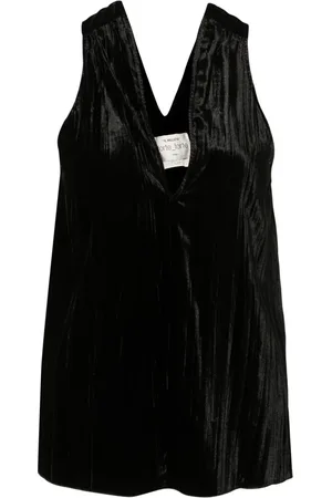 FORTE FORTE Plissé velvet sleeveless top
