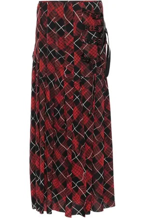 Jean Paul Gaultier Plaid-check midi skirt