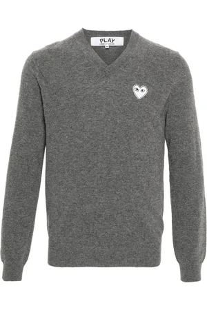 Comme des Garçons Heart-patch mélange-effect wool jumper