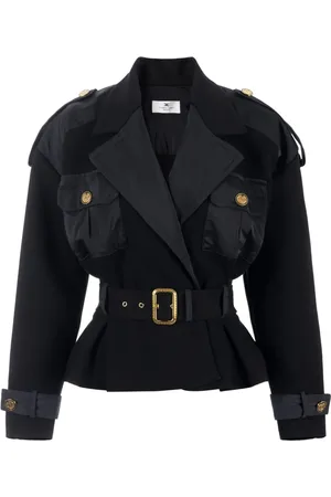 Elisabetta Franchi Logo-patch short trench coat