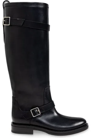 Saint Laurent Almond-toe leather boots