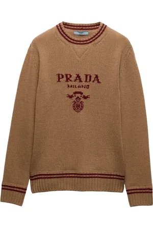 Prada Intarsia knitted-logo cashmere jumper