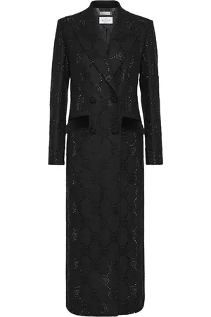 Philipp Plein Monogram crystal double-breasted coat