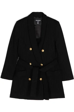 Balmain Striped double-breasted coat