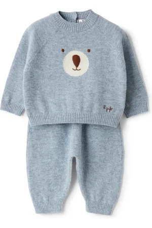 Il gufo Ribbed-knit embroidered set