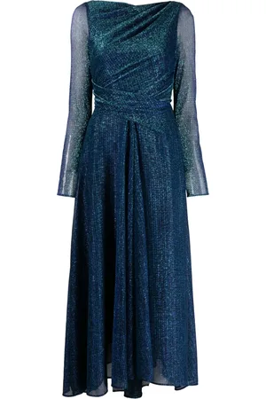 TALBOT RUNHOF Metallic-thread draped midi dress