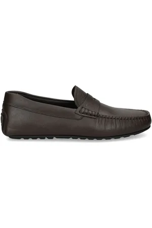 HUGO BOSS Logo-stripe leather driving moccasins