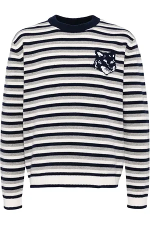 Maison Kitsuné Fox head intarsia striped jumper