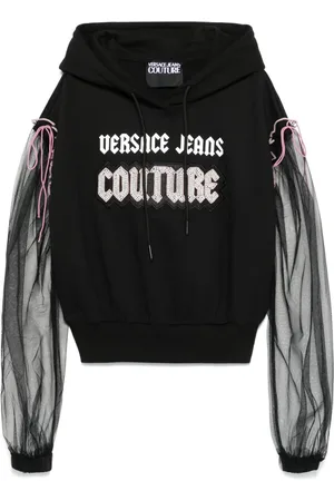 VERSACE Embellished Gothic Logo hoodie