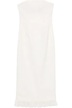 Oscar de la Renta Strapless tweed midi dress