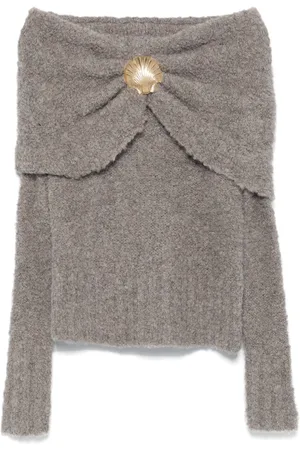 GIUSEPPE DI MORABITO Seashell-detail off-shoulder sweater