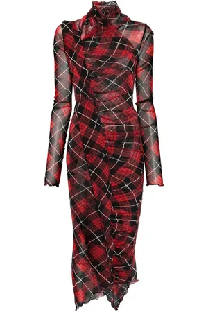 Jean Paul Gaultier Tartan mesh midi dress