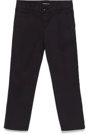 Emporio Armani Mid-rise logo-plaque straight-leg chinos