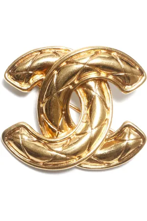 CHANEL 1990s CC matelassé brooch