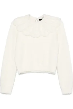 ROTATE Lace-collar knit sweater