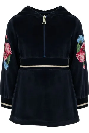 Lapin House Floral-embroidered velvet dress