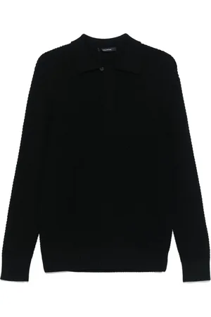 TAGLIATORE Ribbed-knit polo shirt