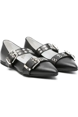 MONNALISA Buckled leather ballerina shoes