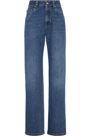 Brunello Cucinelli Logo-patch high-rise straight-leg jeans
