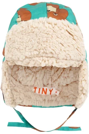 Tiny Cottons Bear-print ear-flap beanie