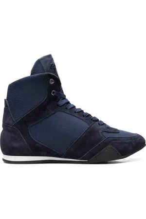 VERSACE High Top Greek Key "Navy" sneakers