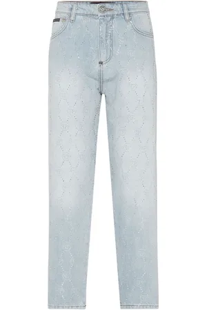 Philipp Plein Monogram crystal-embellished jeans