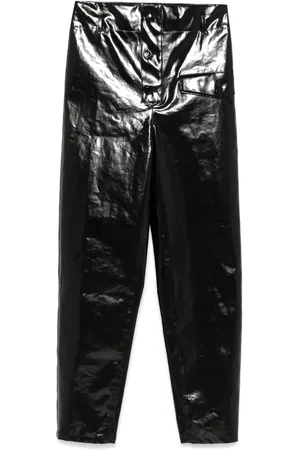 Saint Laurent Paperbag-waist coated trousers