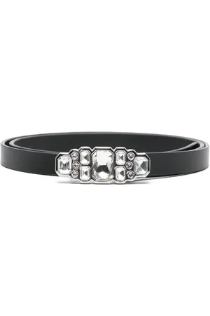 Maje Crystal-embellished leather belt