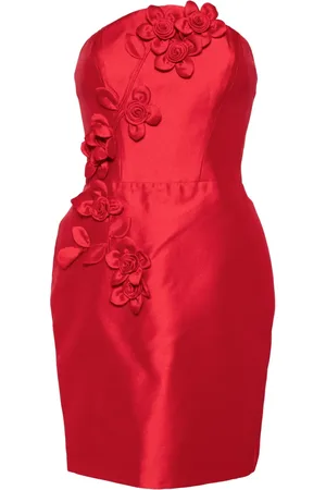 Marchesa Notte Floral mikado mini dress