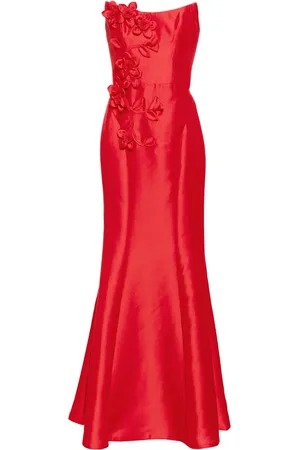 Marchesa Notte Floral mikado maxi dress