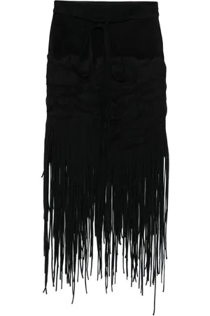Saint Laurent 2010s fringed midi skirt