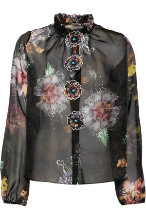 Cynthia Rowley Floral-print silk blouse