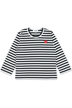 Comme des Garçons Heart-patch striped T-shirt