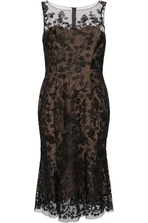 Marchesa Notte Floral embroidery midi dress