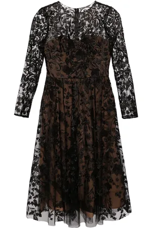 Marchesa Notte Floral embroidery midi dress