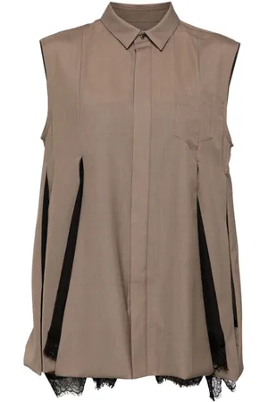 SACAI Chiffon Mix Suiting sleeveless shirt